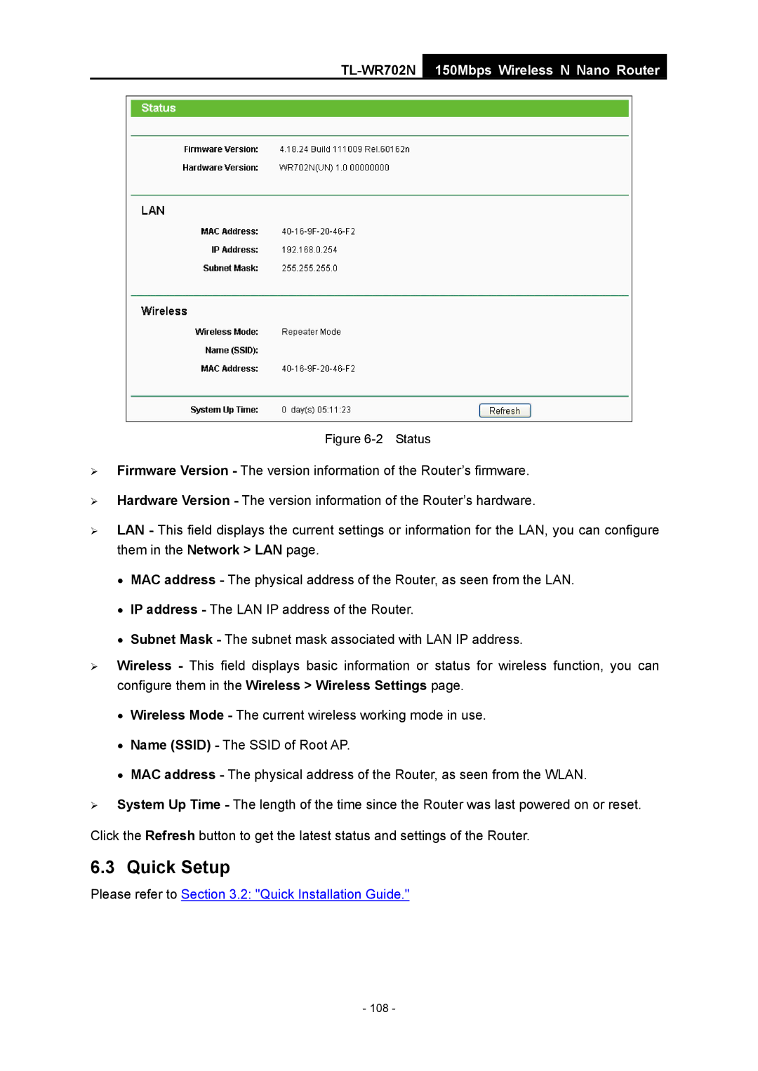 TP-Link TL-WR702N manual 108 