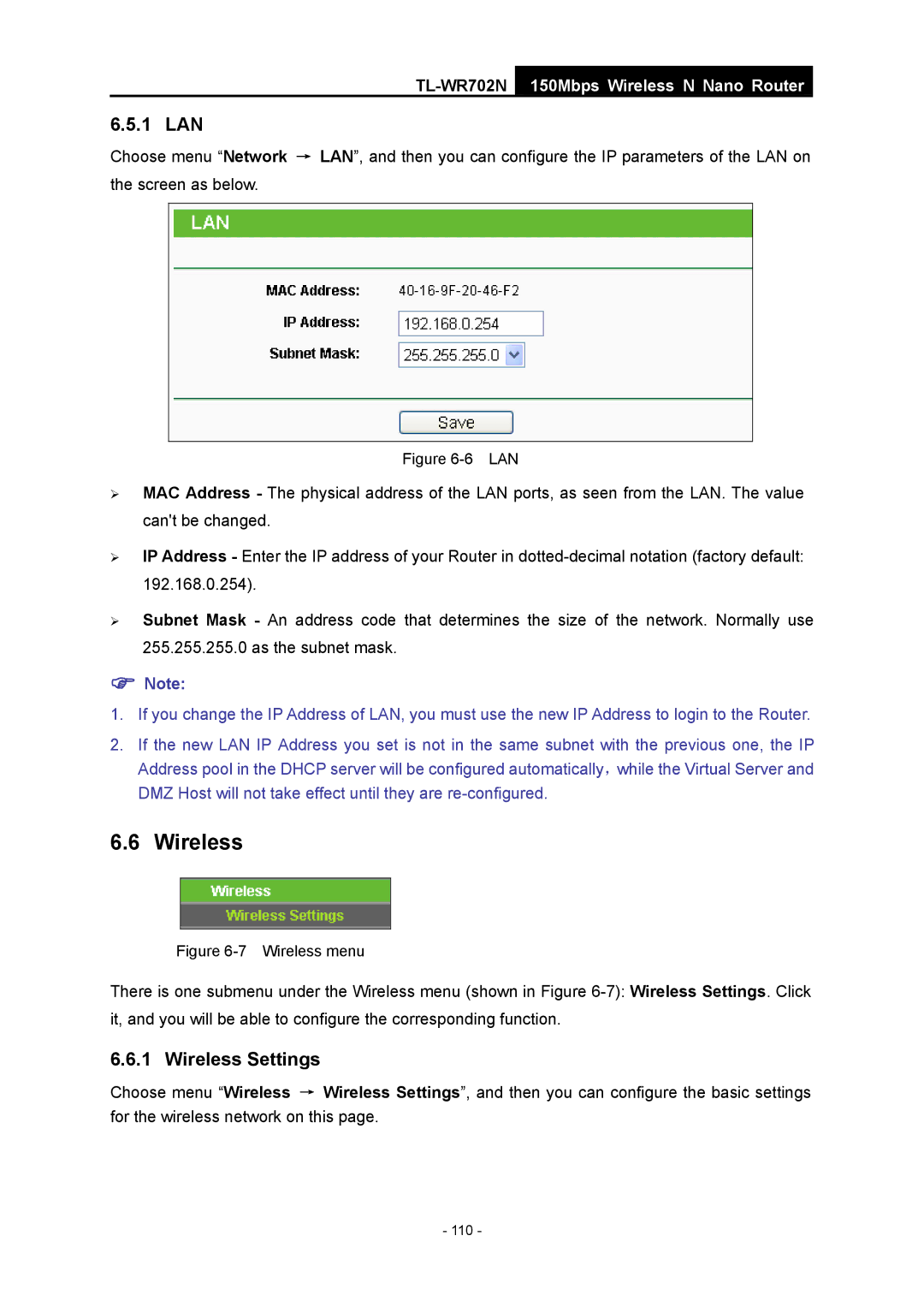 TP-Link TL-WR702N manual 110 