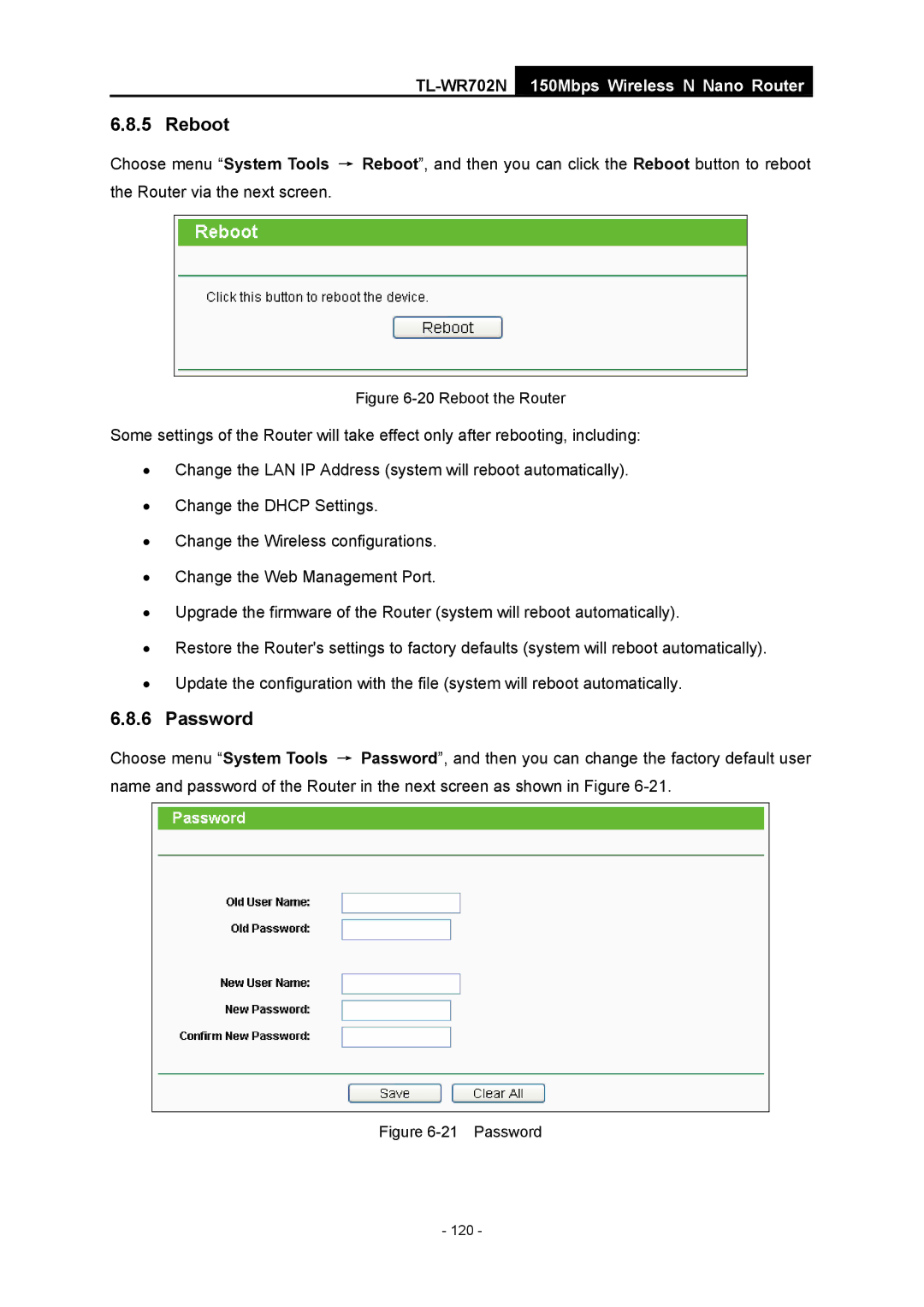 TP-Link TL-WR702N manual Reboot the Router 