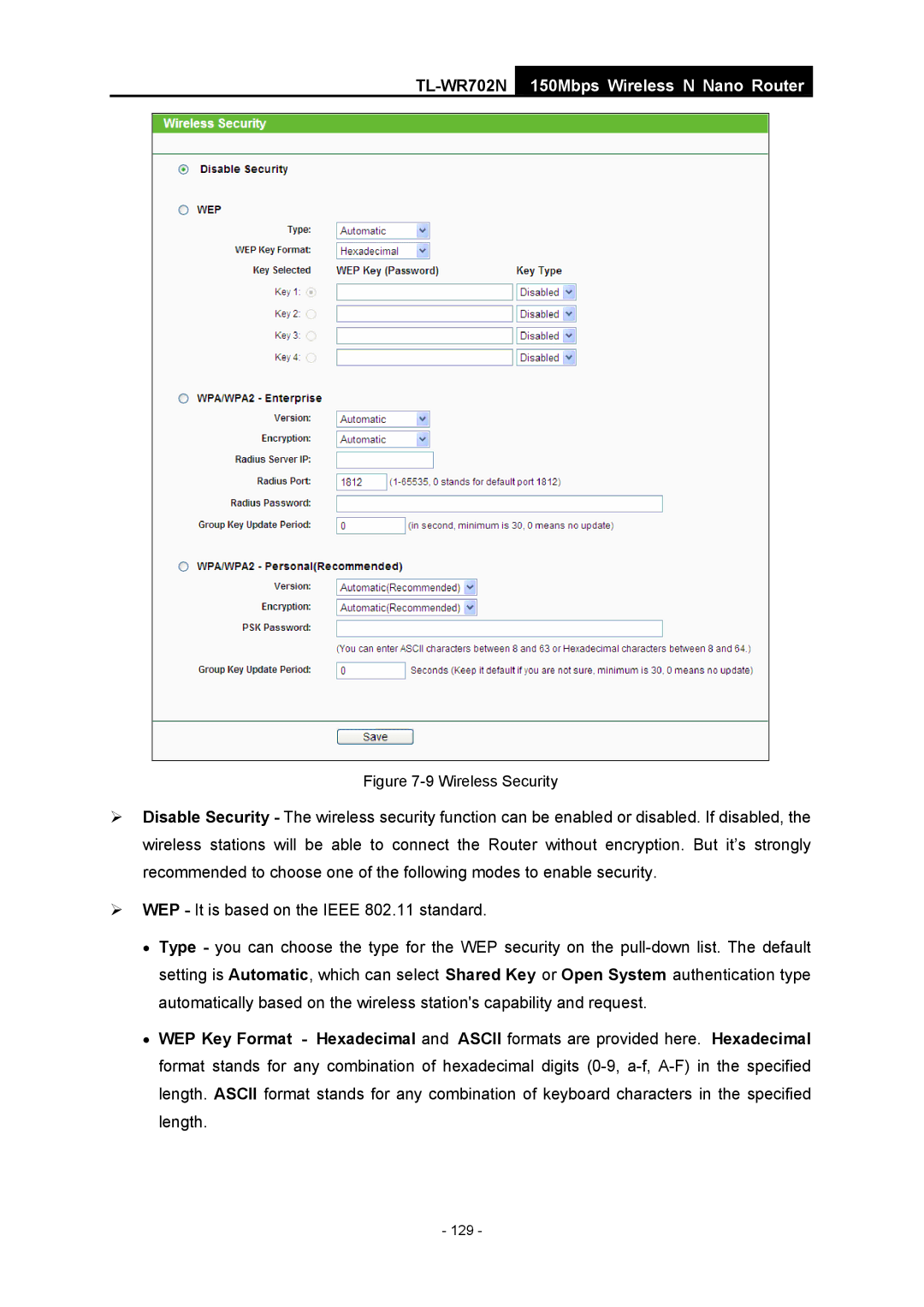 TP-Link TL-WR702N manual 129 