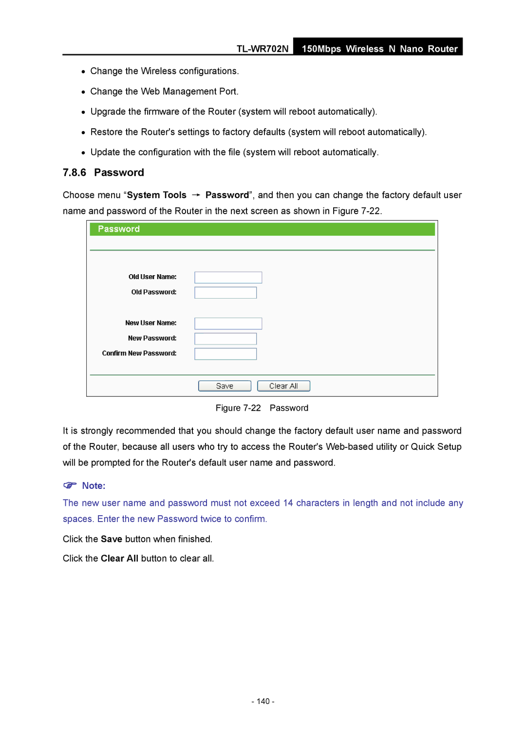 TP-Link TL-WR702N manual Password 