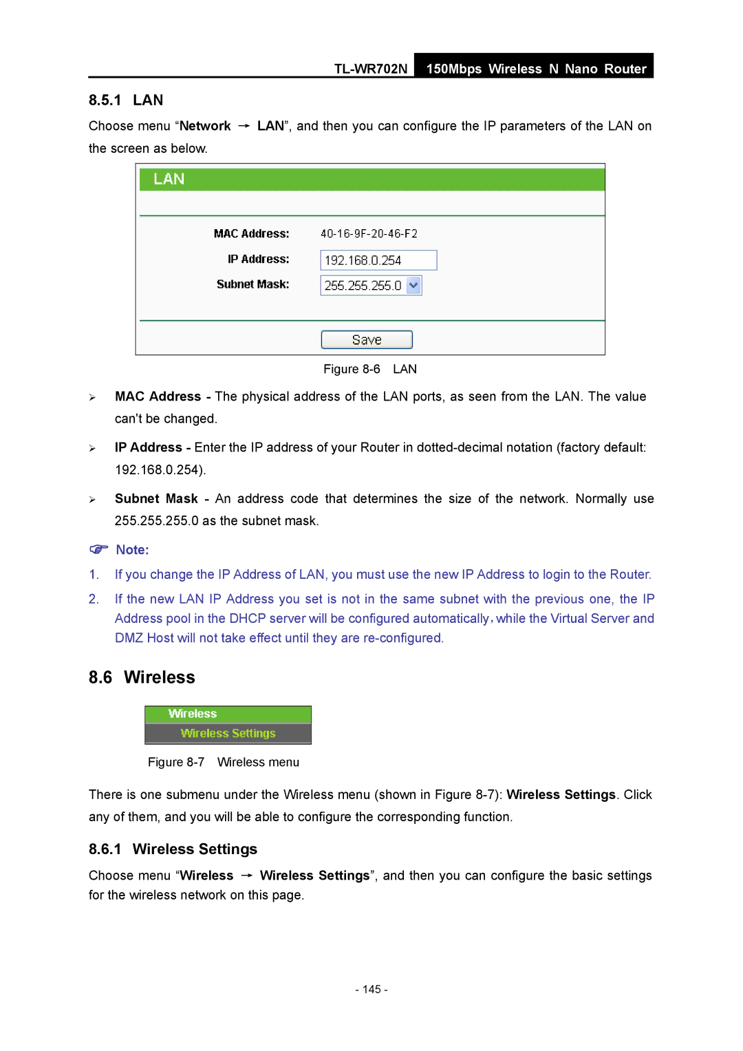 TP-Link TL-WR702N manual 145 