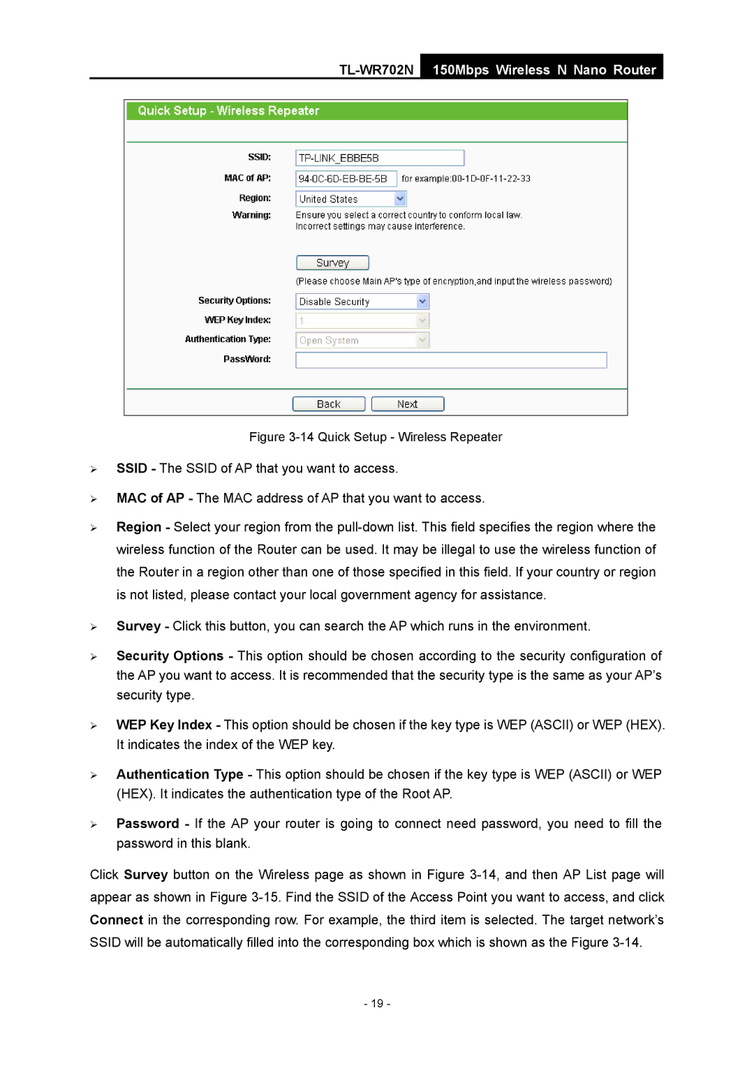 TP-Link TL-WR702N manual Quick Setup Wireless Repeater 