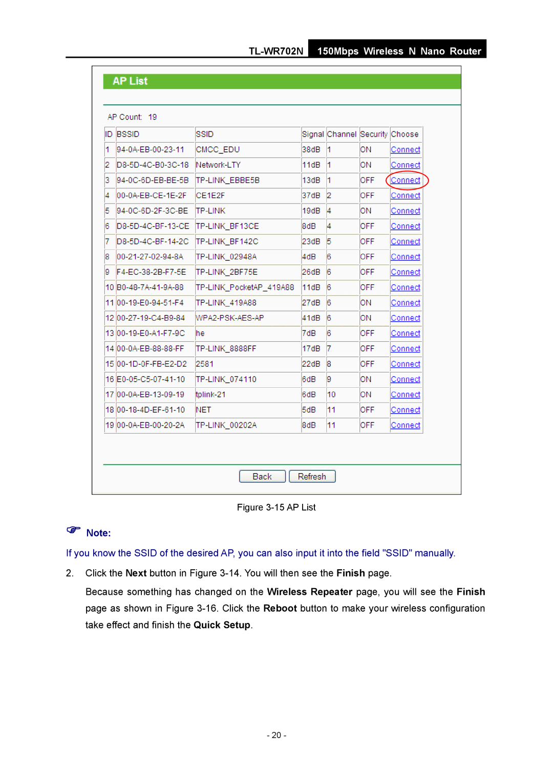 TP-Link TL-WR702N manual AP List 