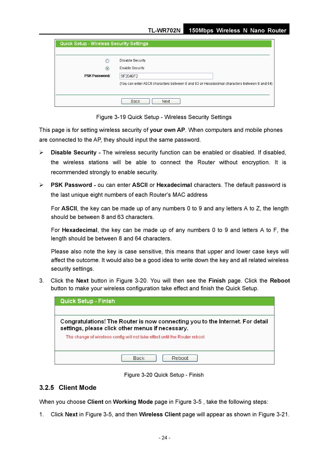 TP-Link TL-WR702N manual Quick Setup Finish 