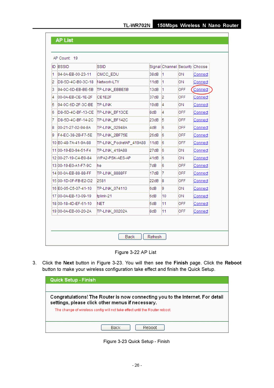 TP-Link TL-WR702N manual Quick Setup Finish 