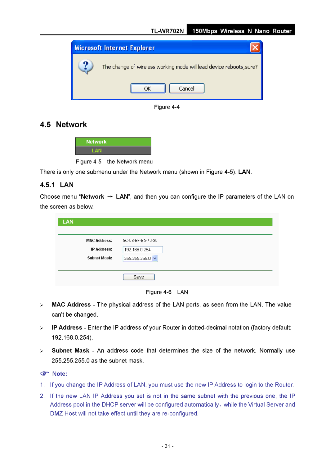 TP-Link TL-WR702N manual Network, 1 LAN 