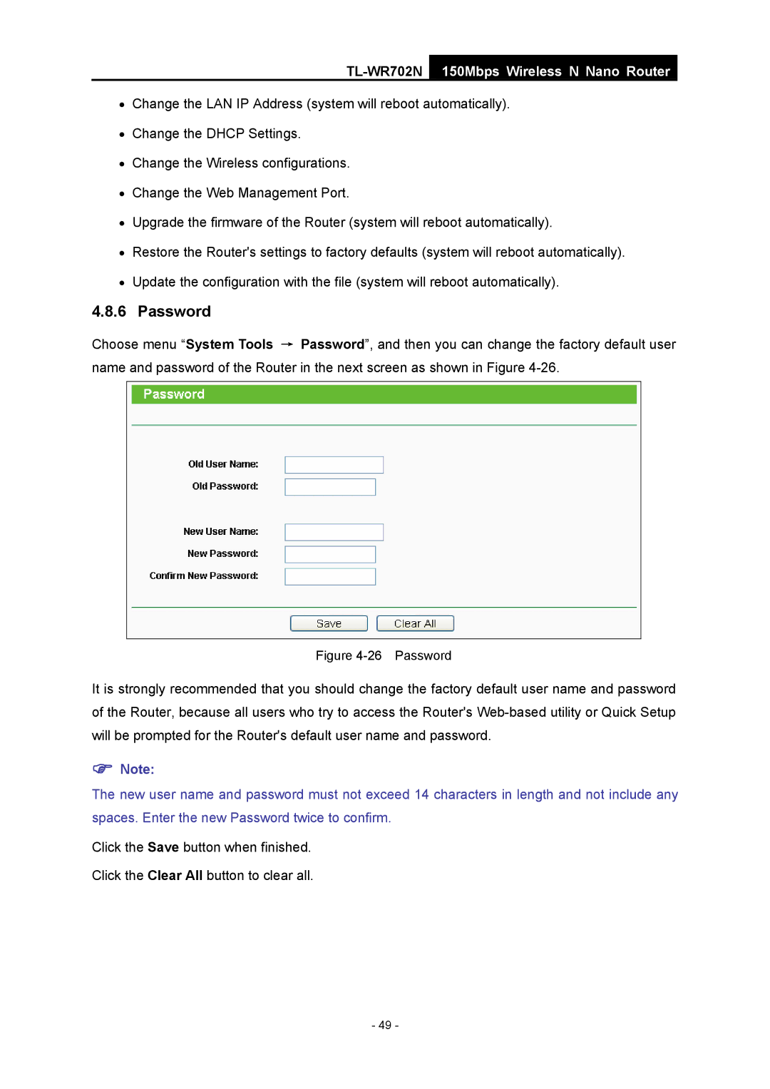 TP-Link TL-WR702N manual Password 