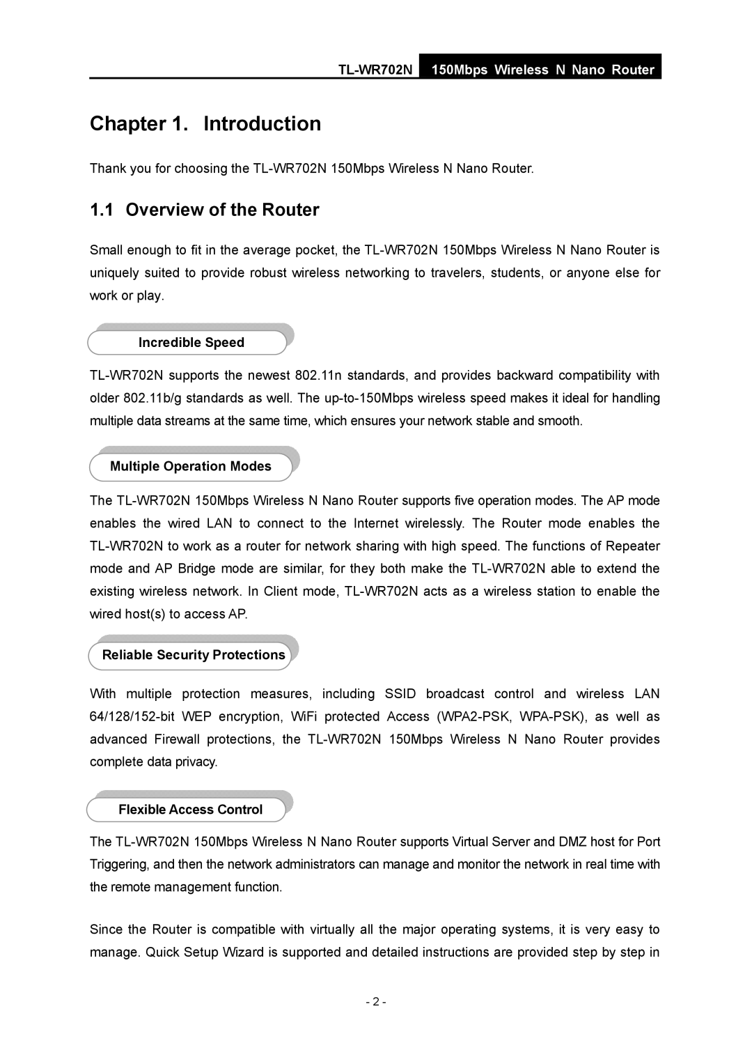 TP-Link TL-WR702N manual Introduction, Overview of the Router 