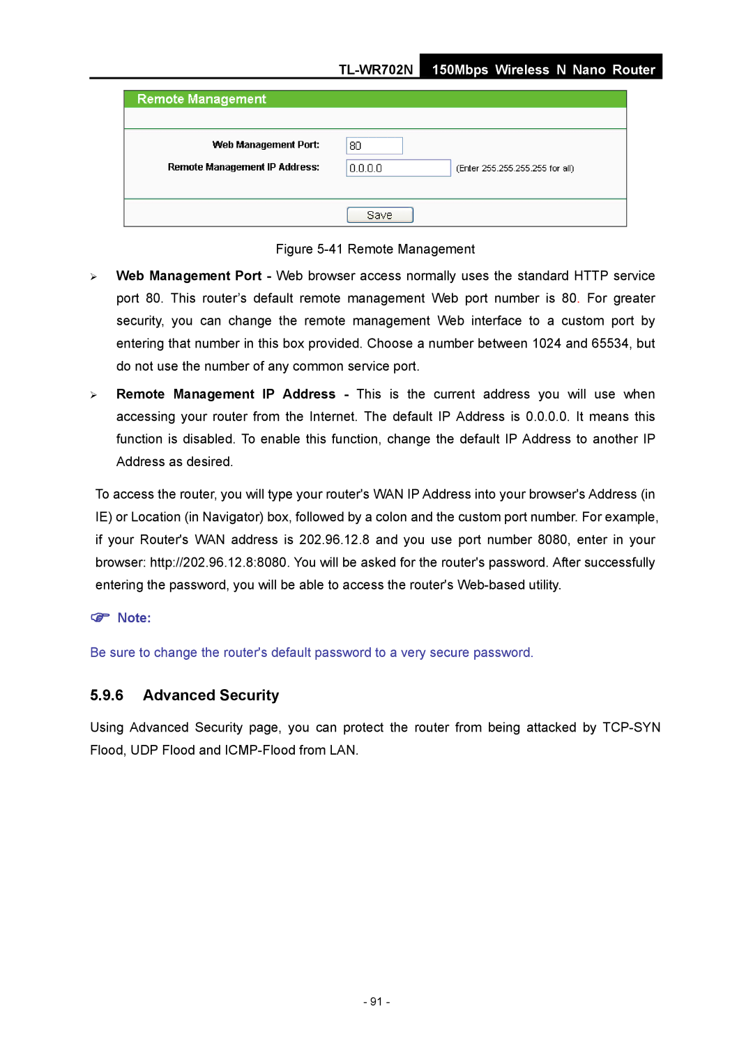 TP-Link TL-WR702N manual Advanced Security 