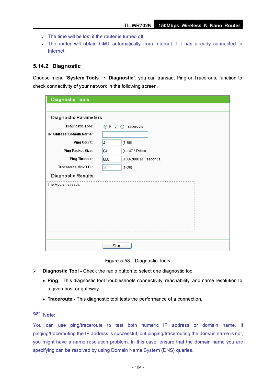 TP-Link TL-WR702N manual 104 