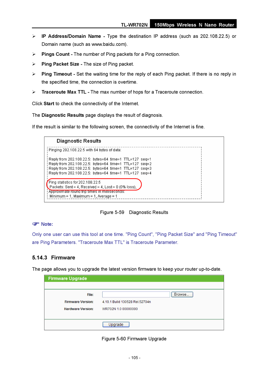 TP-Link TL-WR702N manual Diagnostic Results 