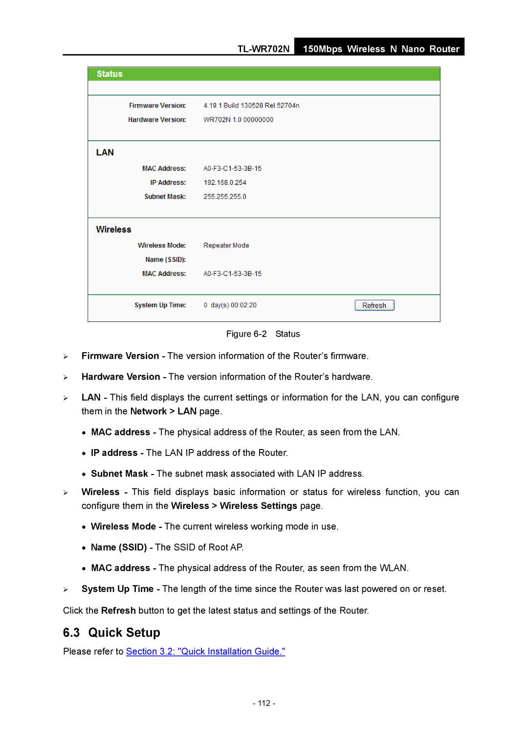 TP-Link TL-WR702N manual 112 