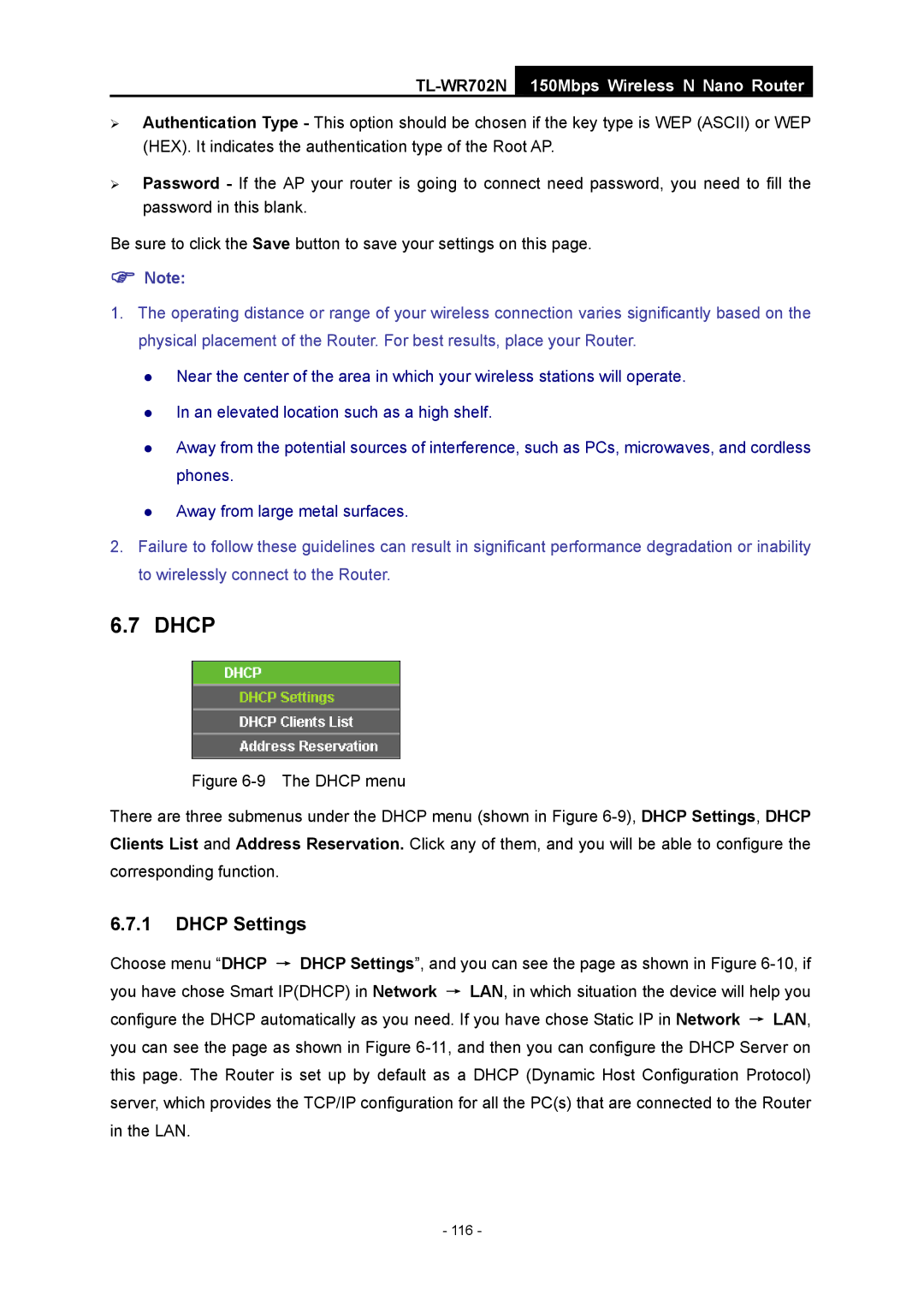 TP-Link TL-WR702N manual 116 