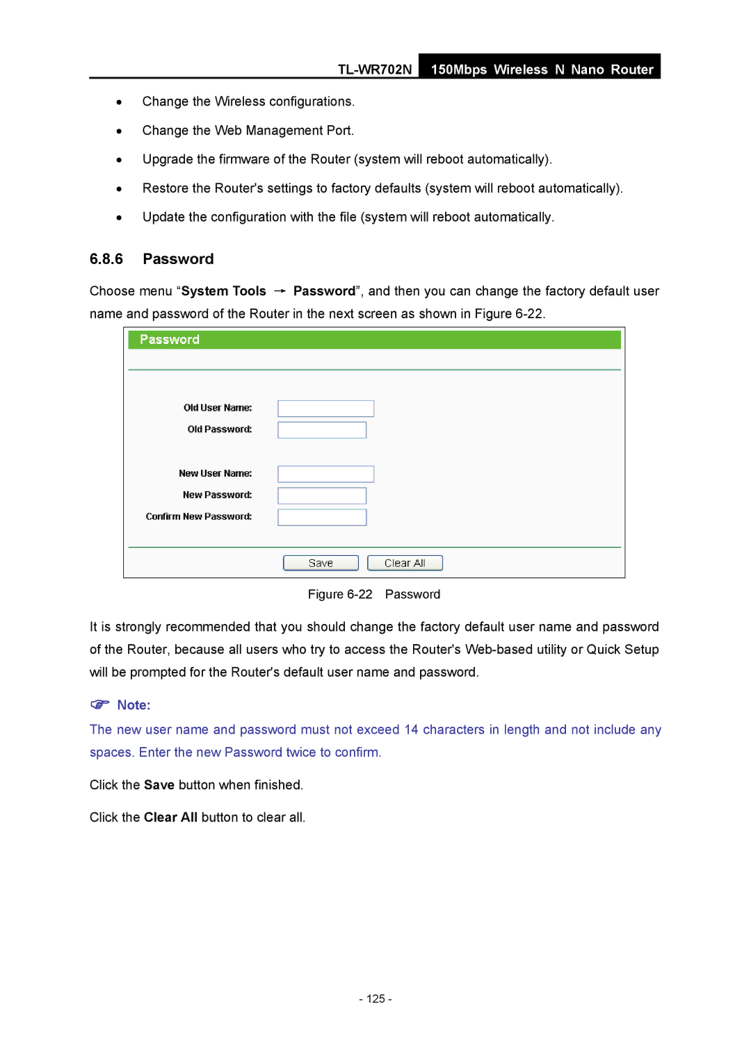 TP-Link TL-WR702N manual Password 