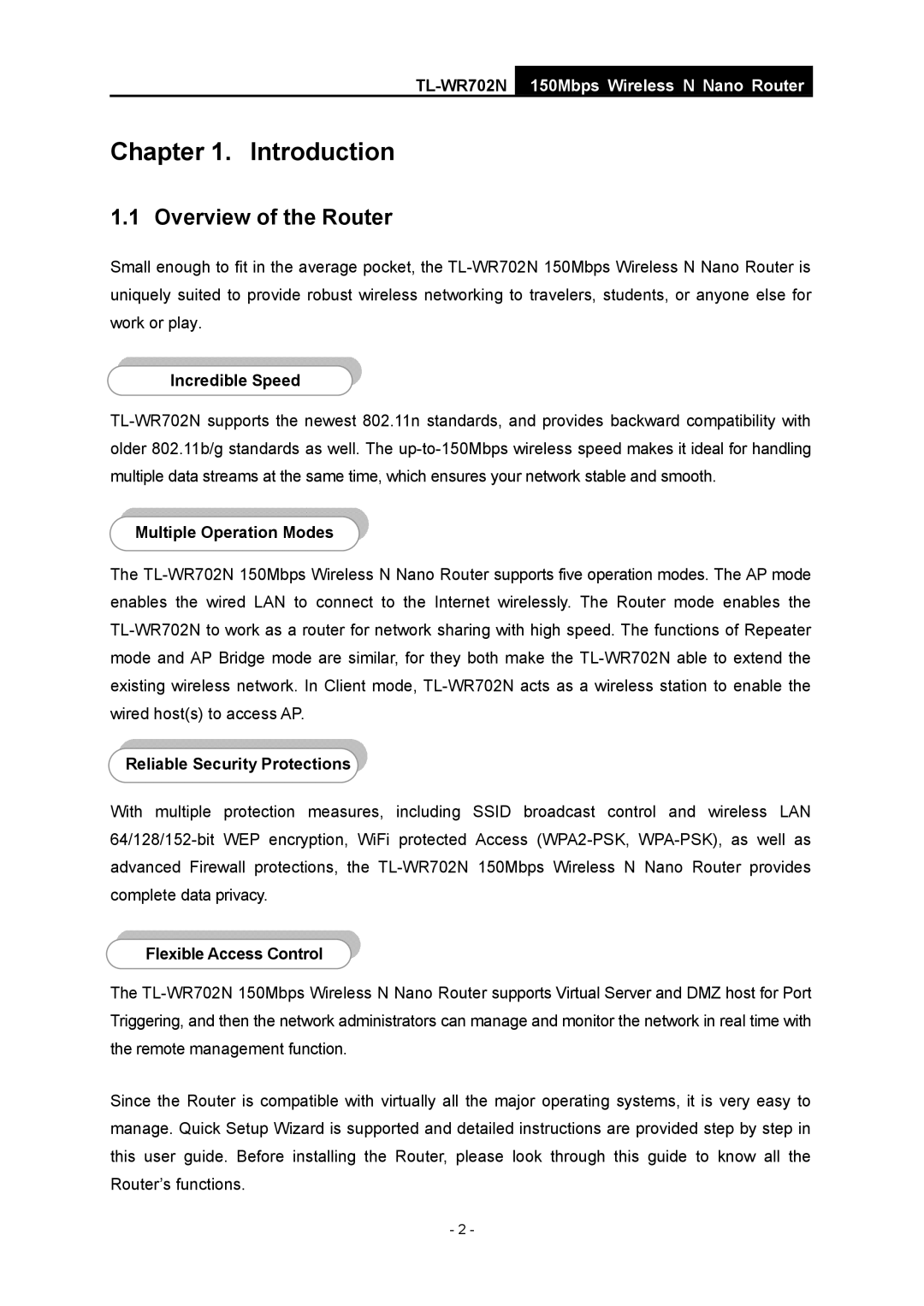 TP-Link TL-WR702N manual Introduction, Overview of the Router 