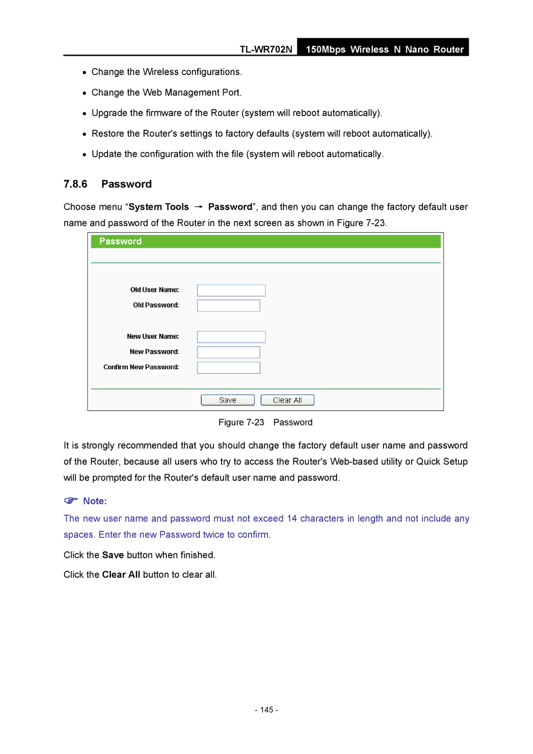 TP-Link TL-WR702N manual Password 