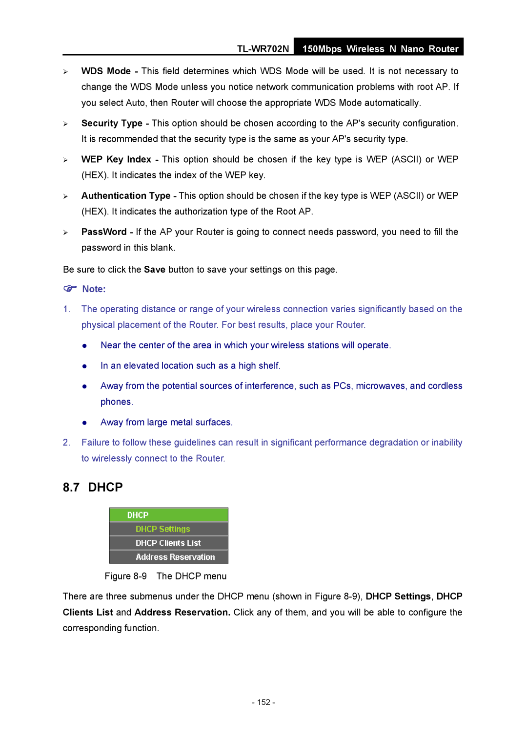 TP-Link TL-WR702N manual 152 