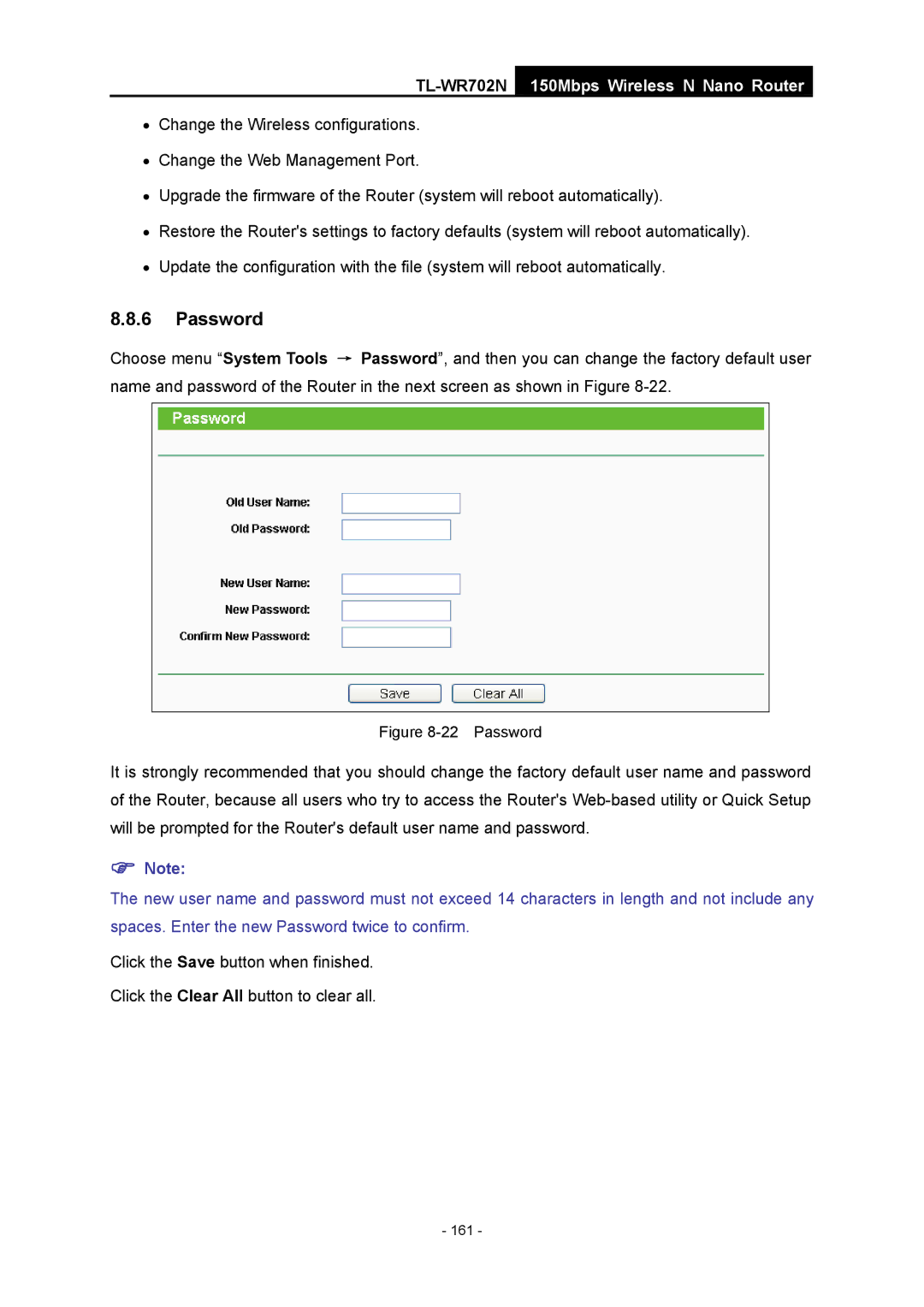 TP-Link TL-WR702N manual 161 