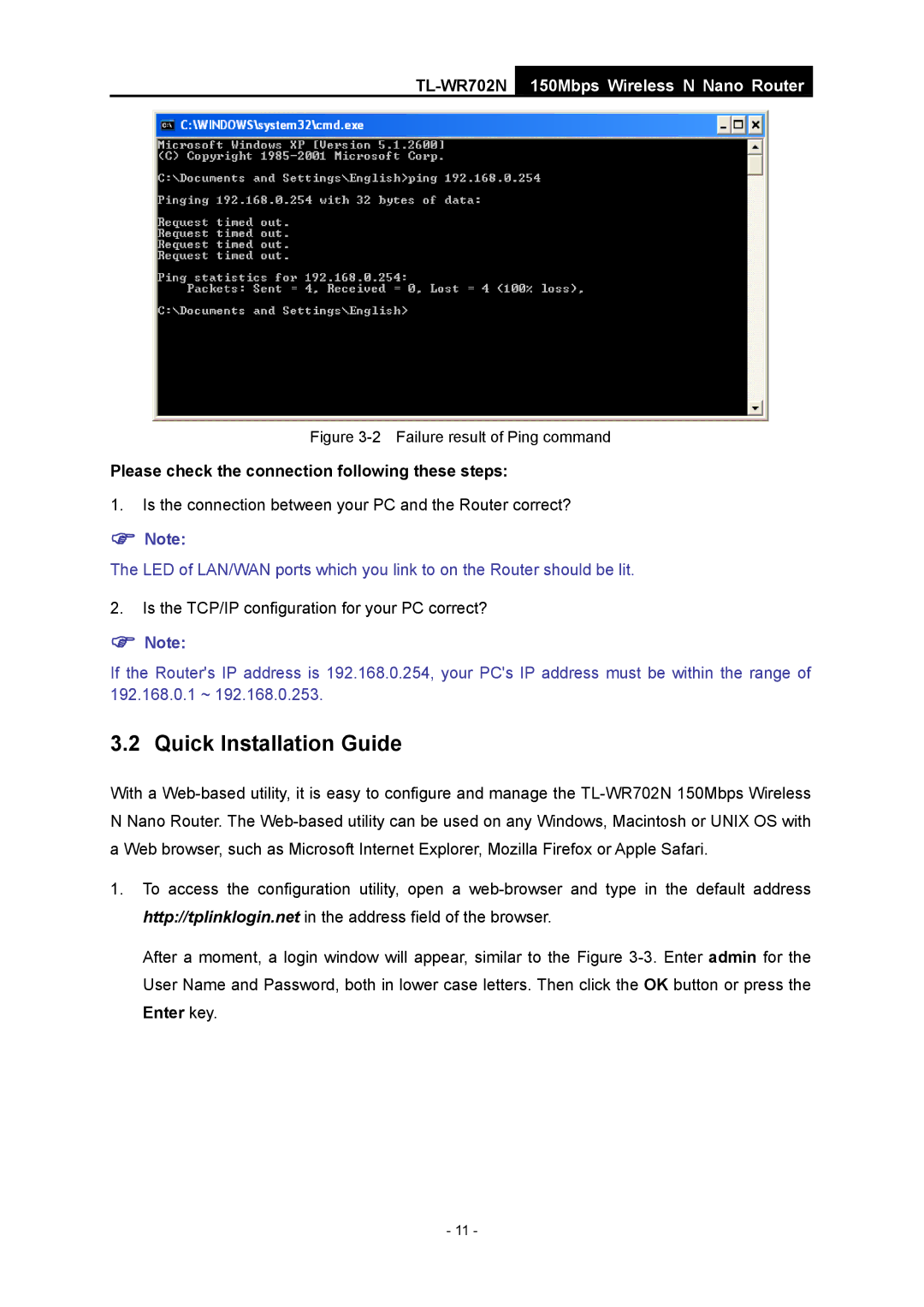 TP-Link TL-WR702N manual Quick Installation Guide, Please check the connection following these steps 