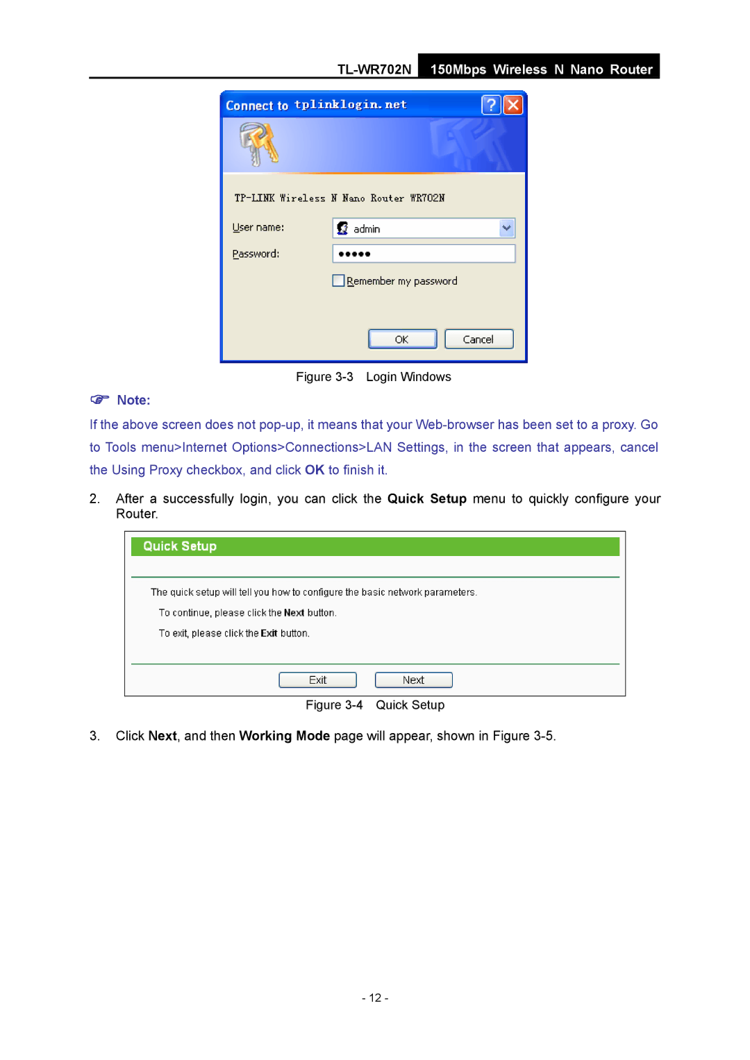 TP-Link TL-WR702N manual Login Windows 