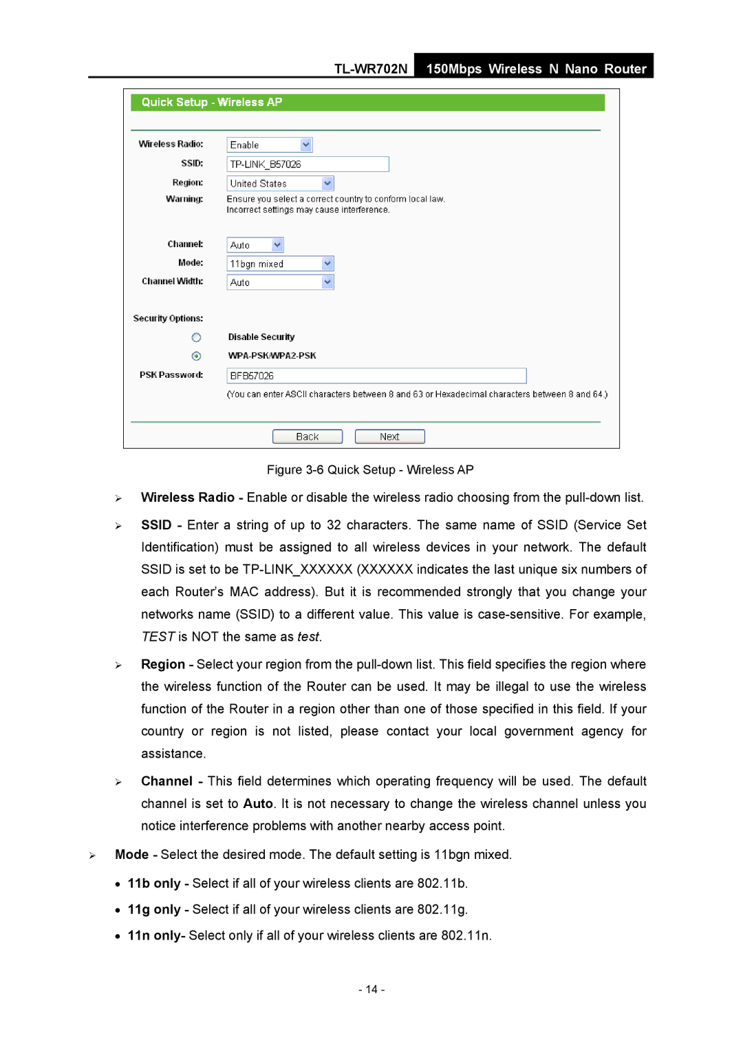 TP-Link TL-WR702N manual Quick Setup Wireless AP 