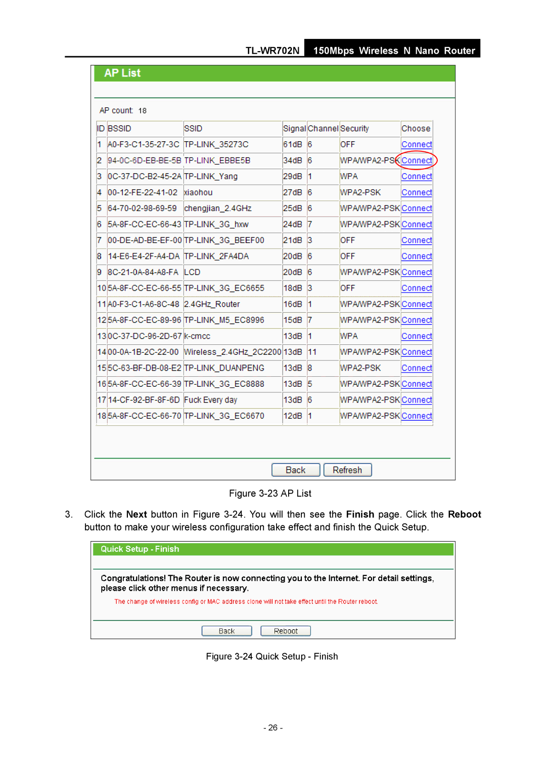 TP-Link TL-WR702N manual Quick Setup Finish 