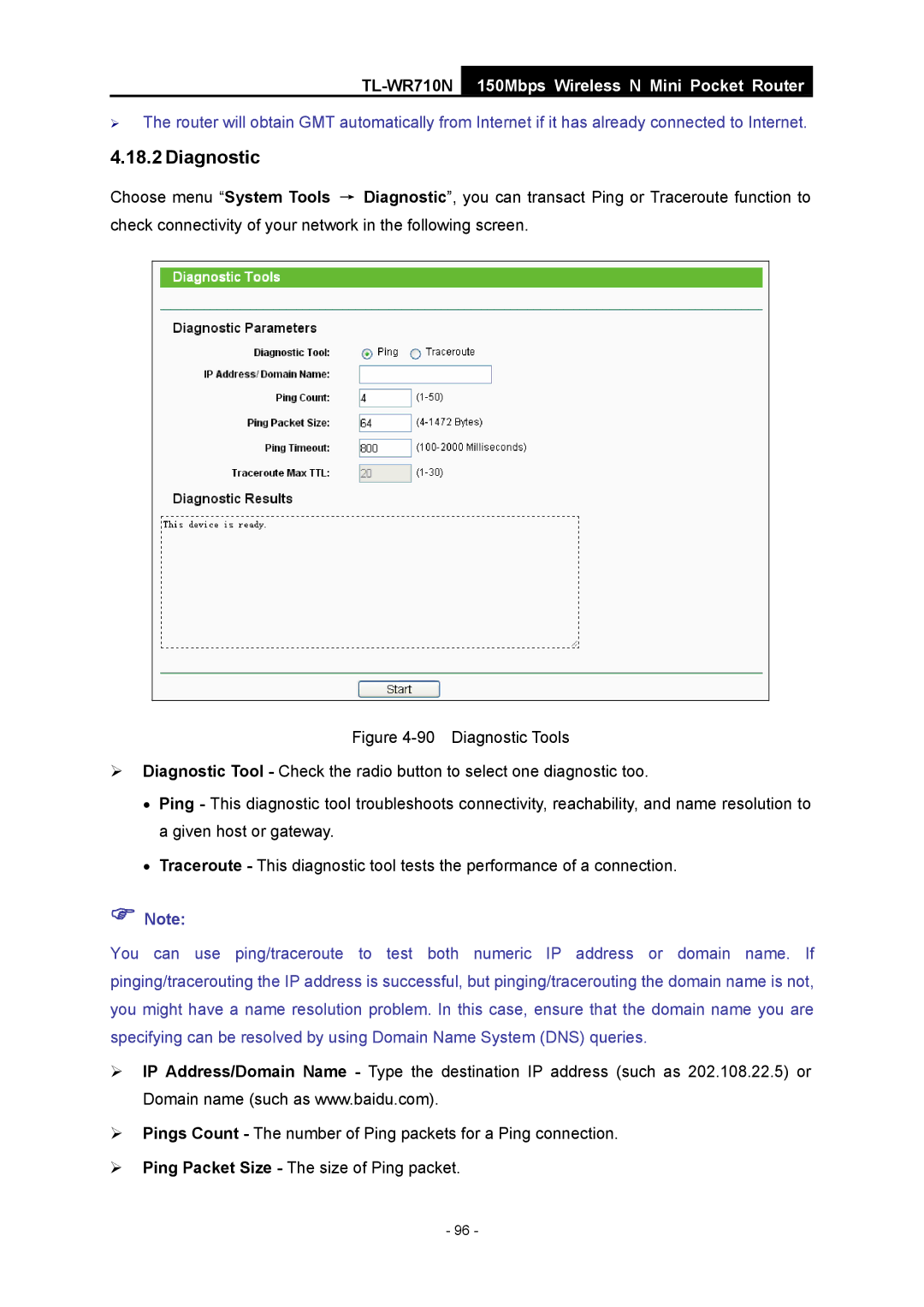 TP-Link TL-WR710N manual Diagnostic 