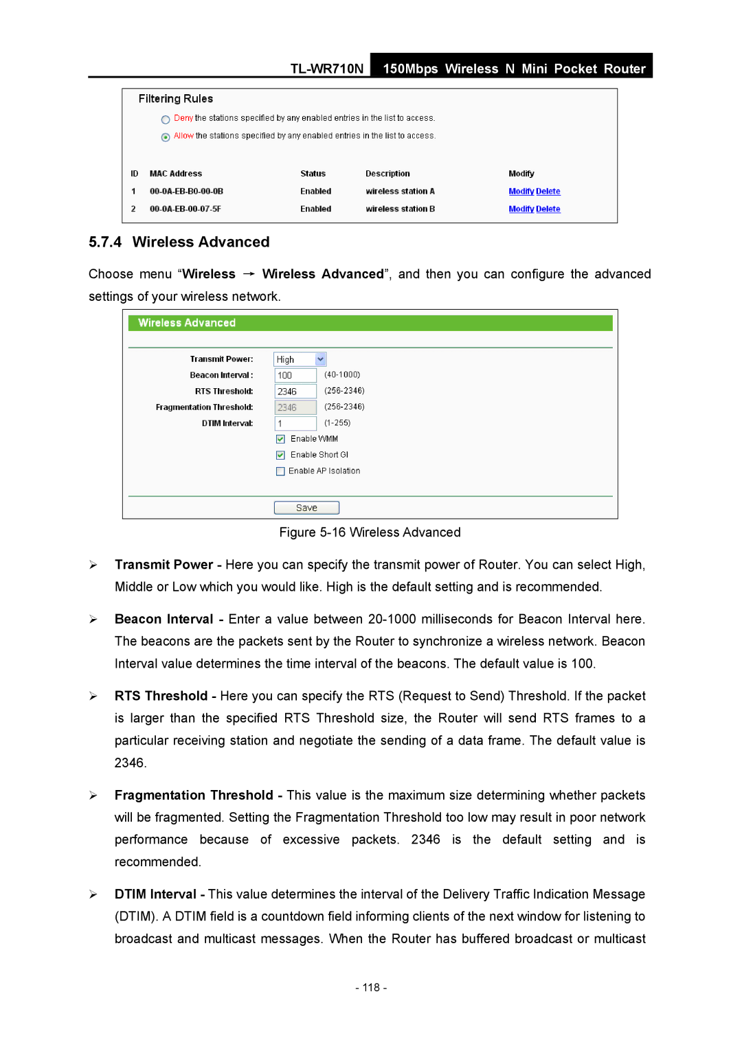 TP-Link TL-WR710N manual 118 