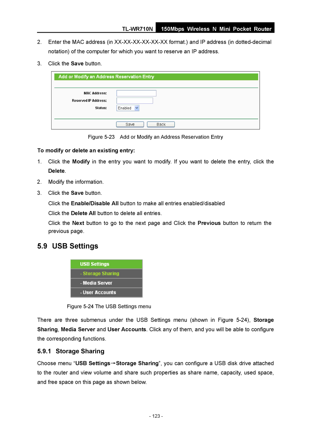 TP-Link TL-WR710N manual Add or Modify an Address Reservation Entry 