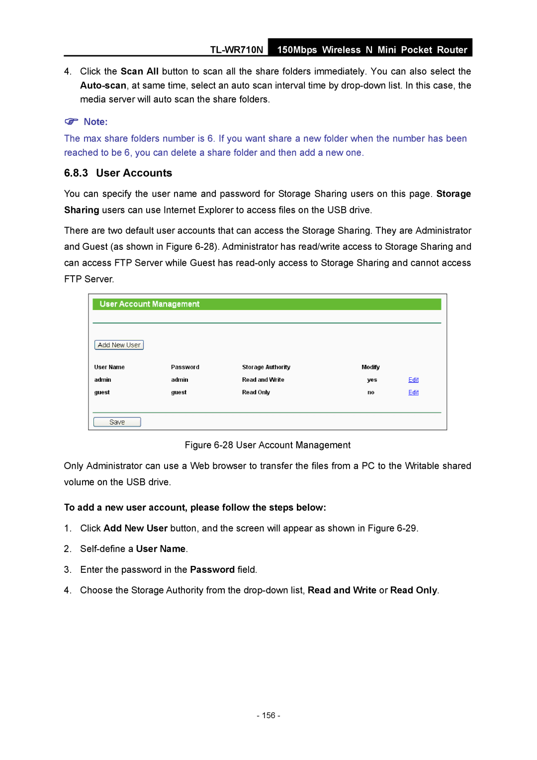 TP-Link TL-WR710N manual 156 