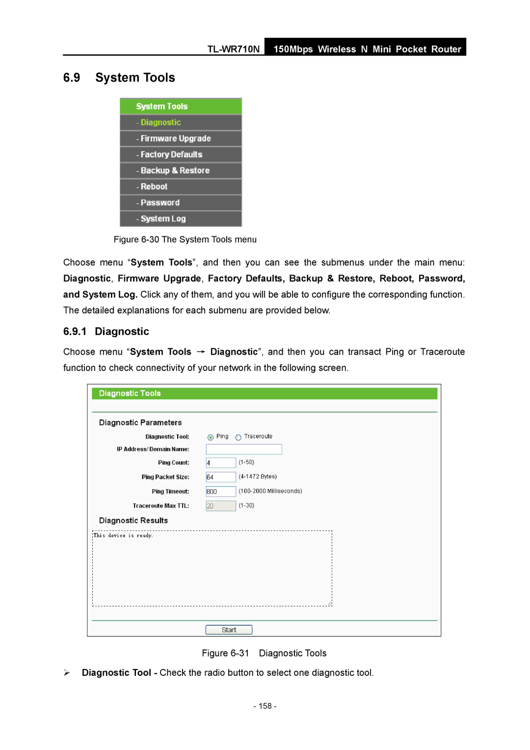 TP-Link TL-WR710N manual The System Tools menu 