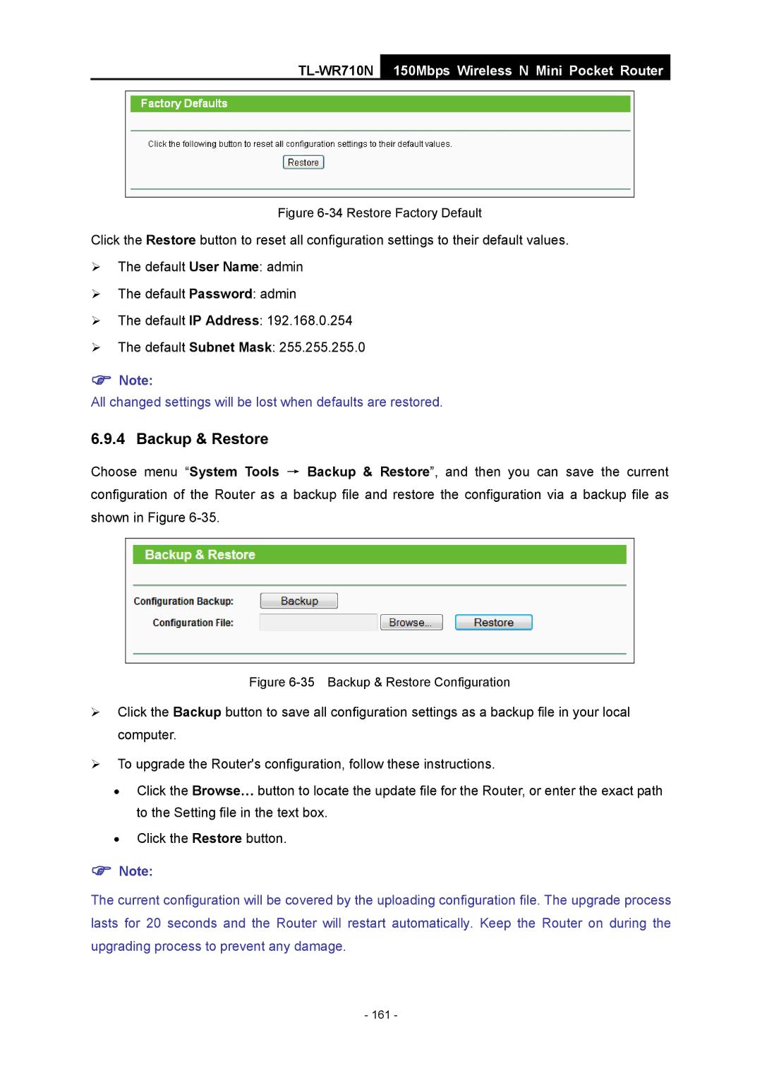 TP-Link TL-WR710N manual Restore Factory Default 