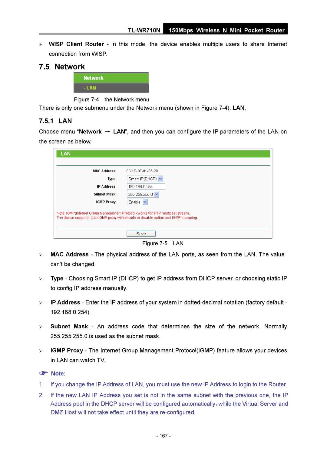 TP-Link TL-WR710N manual 167 