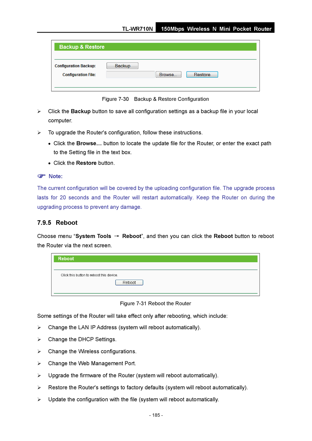 TP-Link TL-WR710N manual Backup & Restore Configuration 