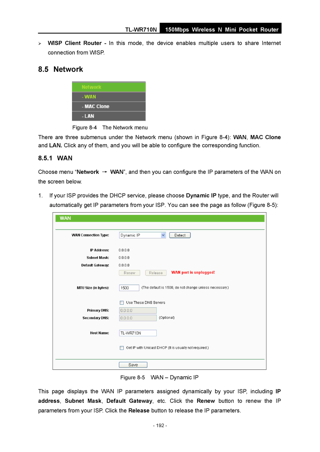 TP-Link TL-WR710N manual 192 