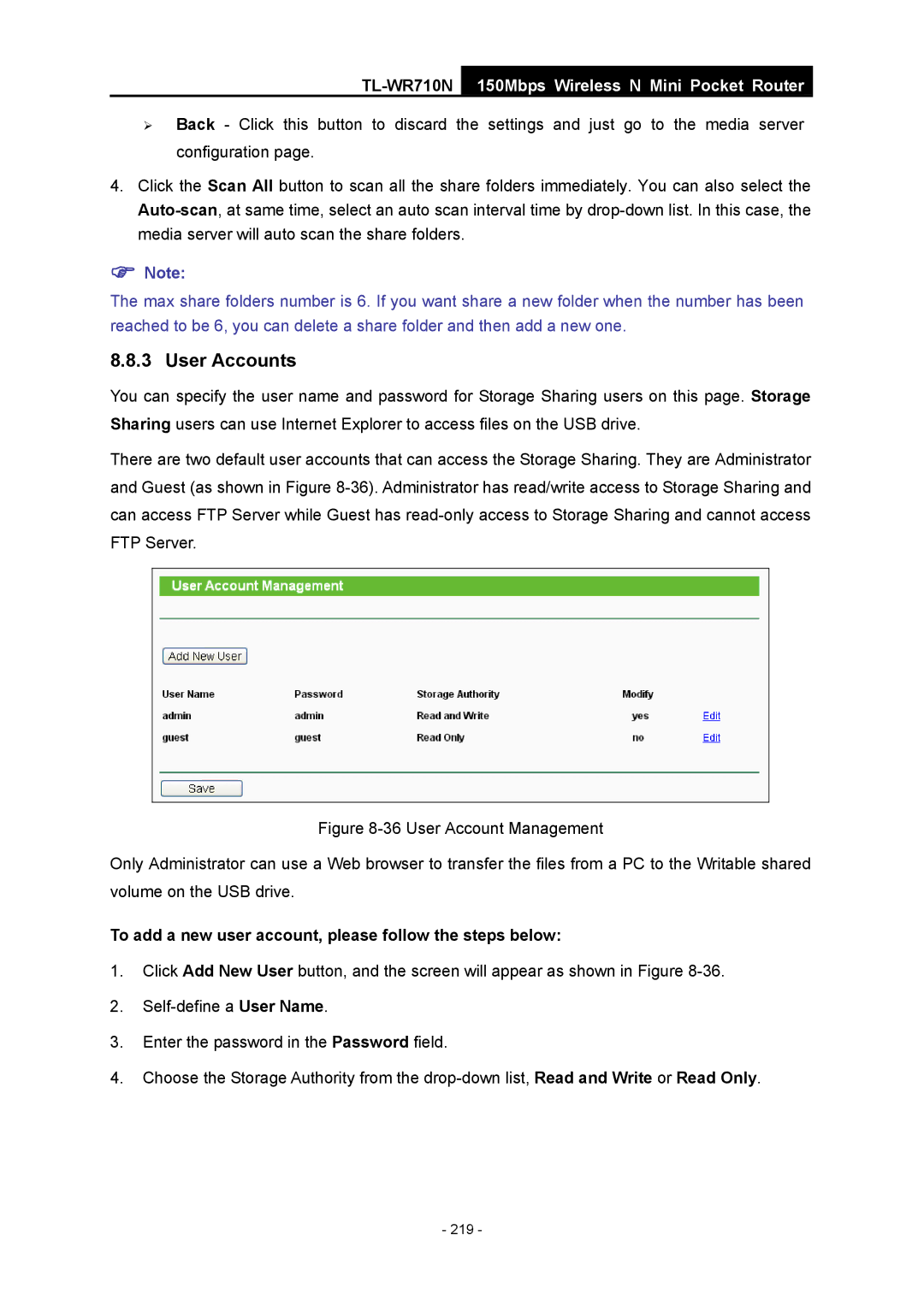 TP-Link TL-WR710N manual 219 