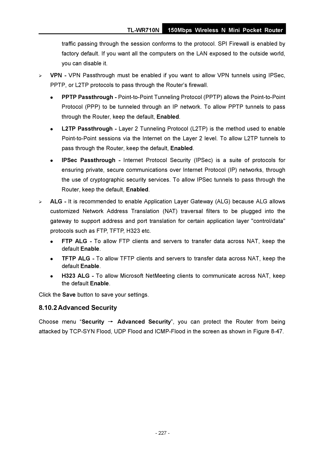 TP-Link TL-WR710N manual 227 