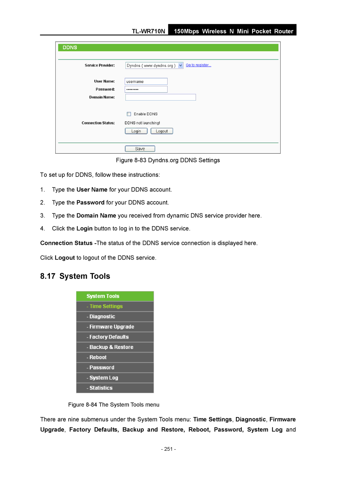 TP-Link TL-WR710N manual 251 