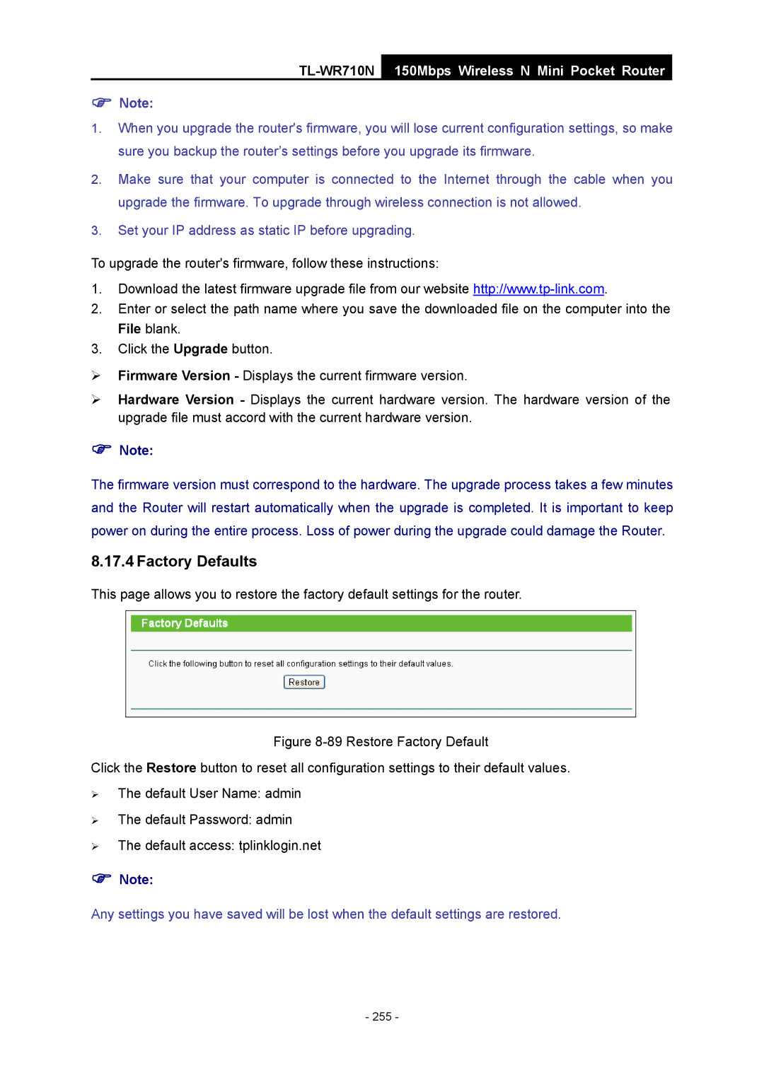 TP-Link TL-WR710N manual 255 