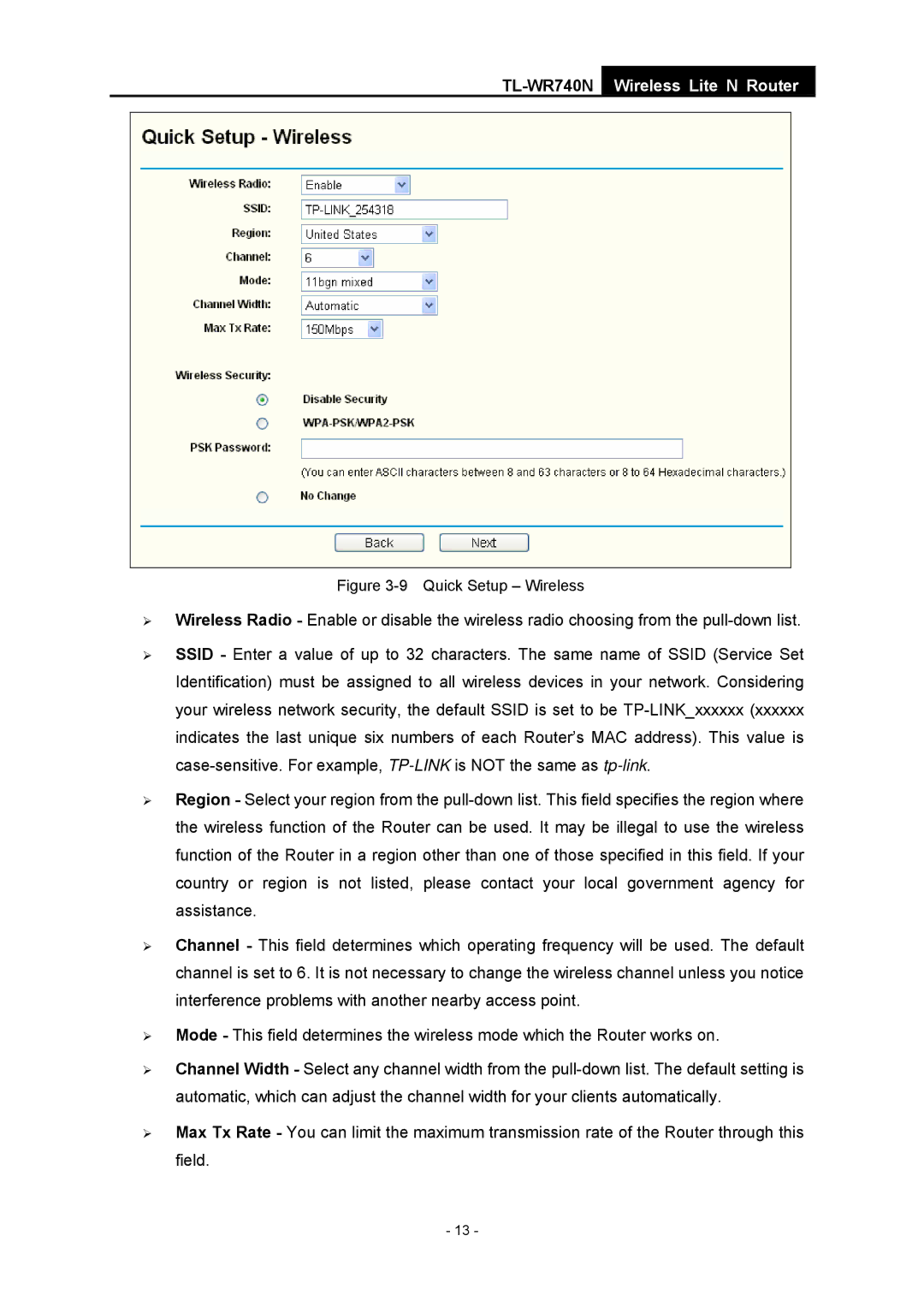 TP-Link TL-WR740N manual Quick Setup Wireless 