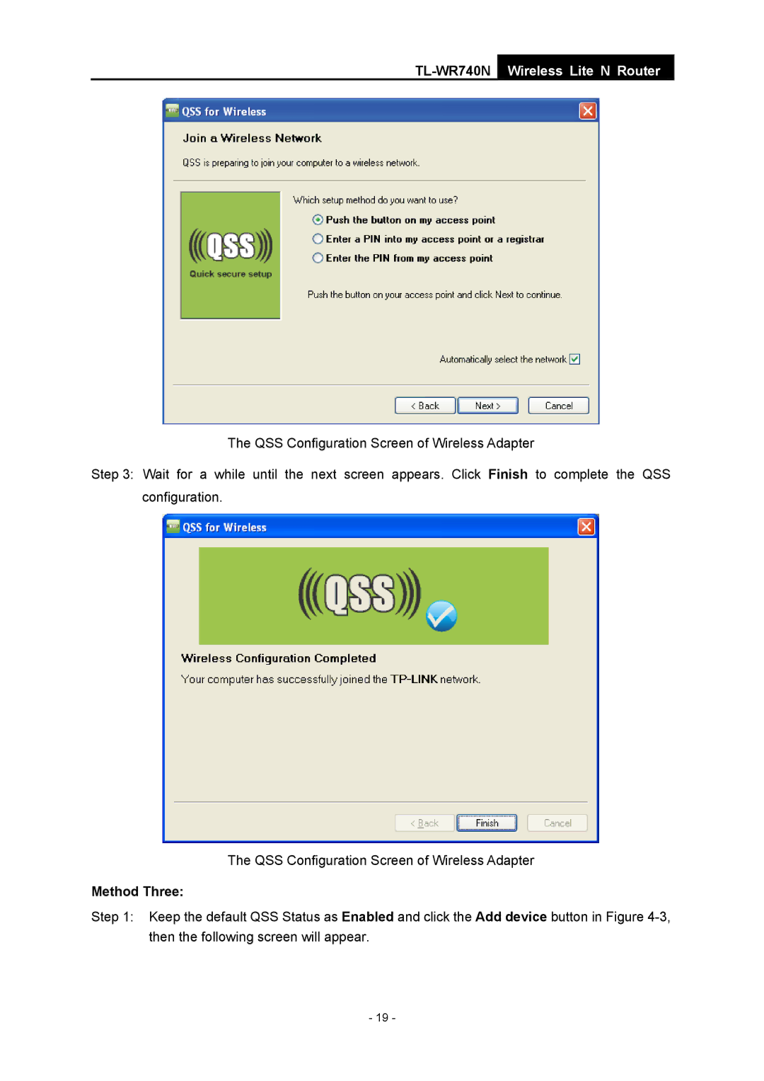 TP-Link TL-WR740N manual Method Three 