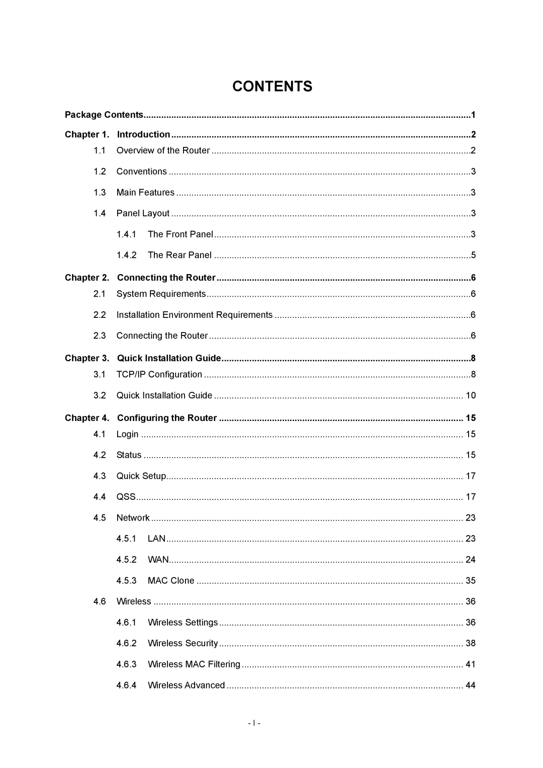 TP-Link TL-WR740N manual Contents 