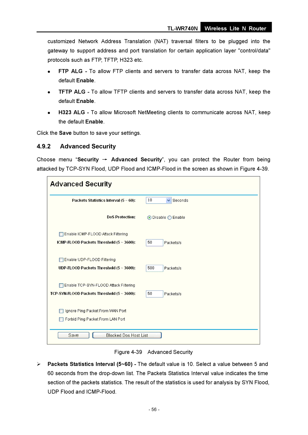 TP-Link TL-WR740N manual Advanced Security 