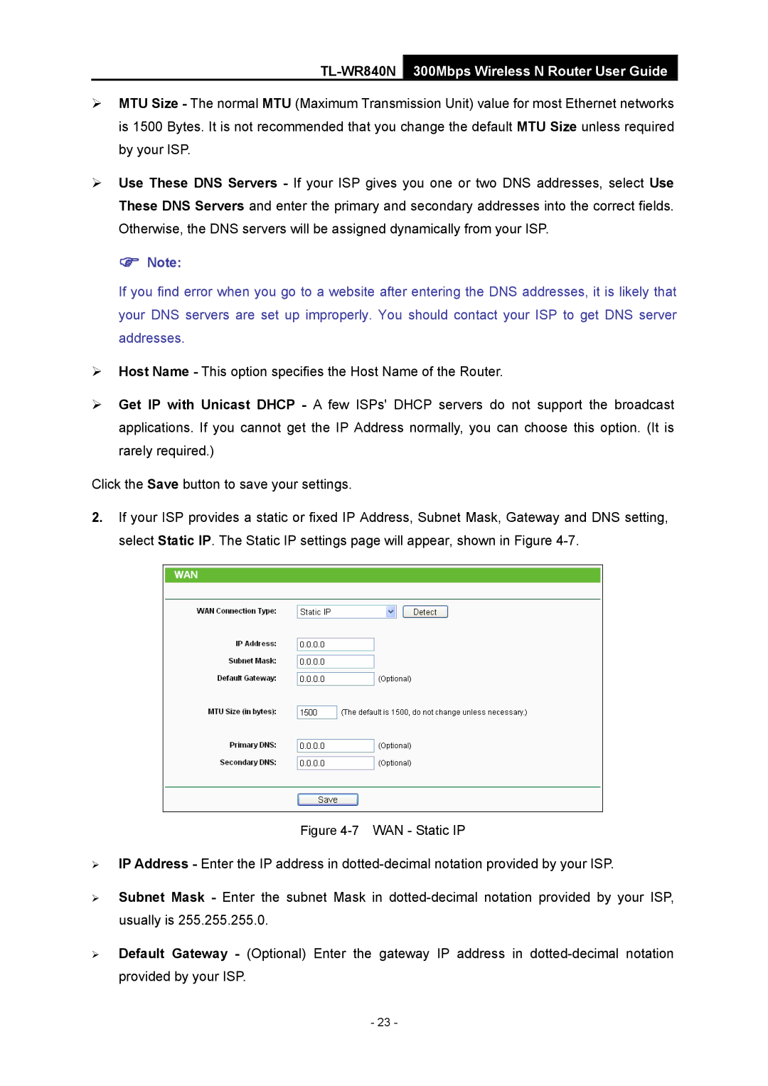 TP-Link manual TL-WR840N300Mbps Wireless N Router User Guide 