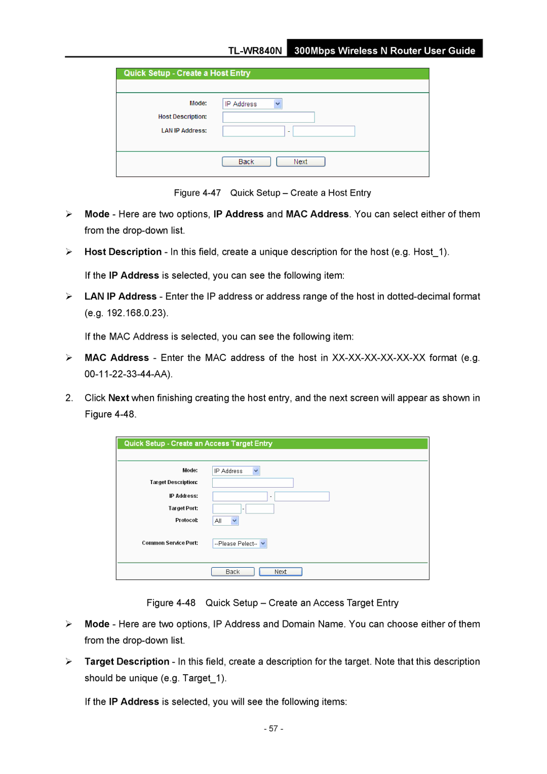 TP-Link TL-WR840N manual Quick Setup Create a Host Entry 