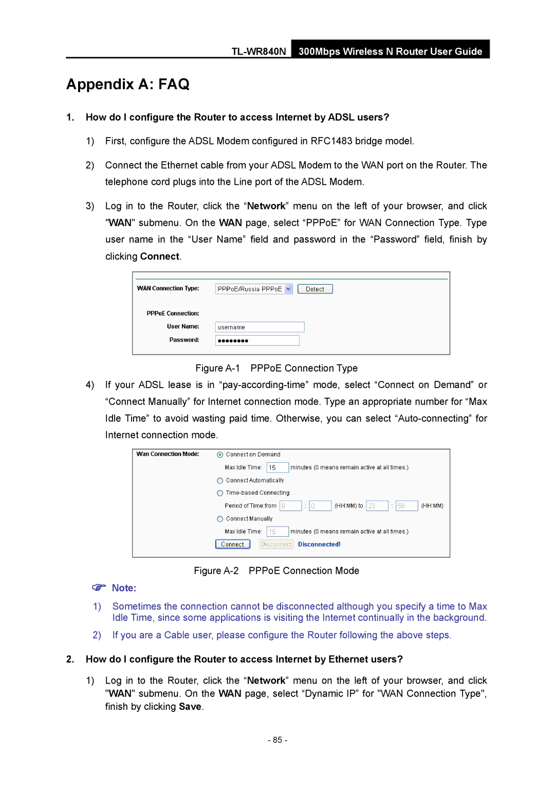 TP-Link TL-WR840N manual Appendix a FAQ 