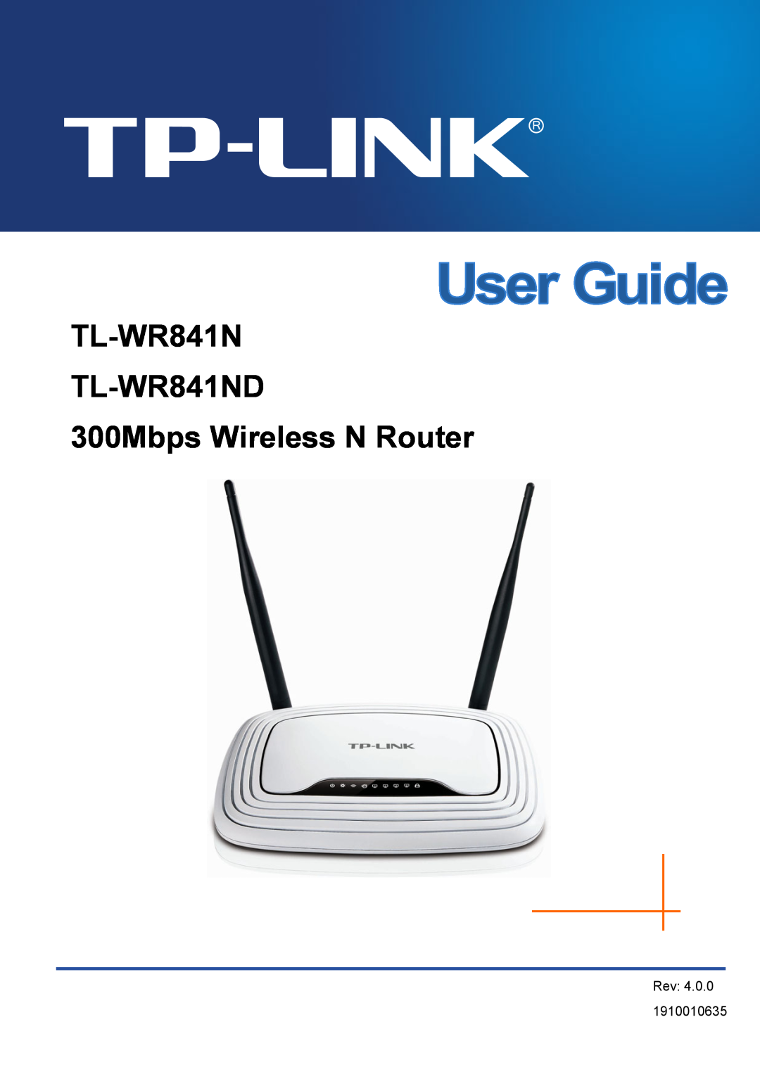 TP-Link manual TL-WR841N TL-WR841ND 300Mbps Wireless N Router, Rev 1910010635 