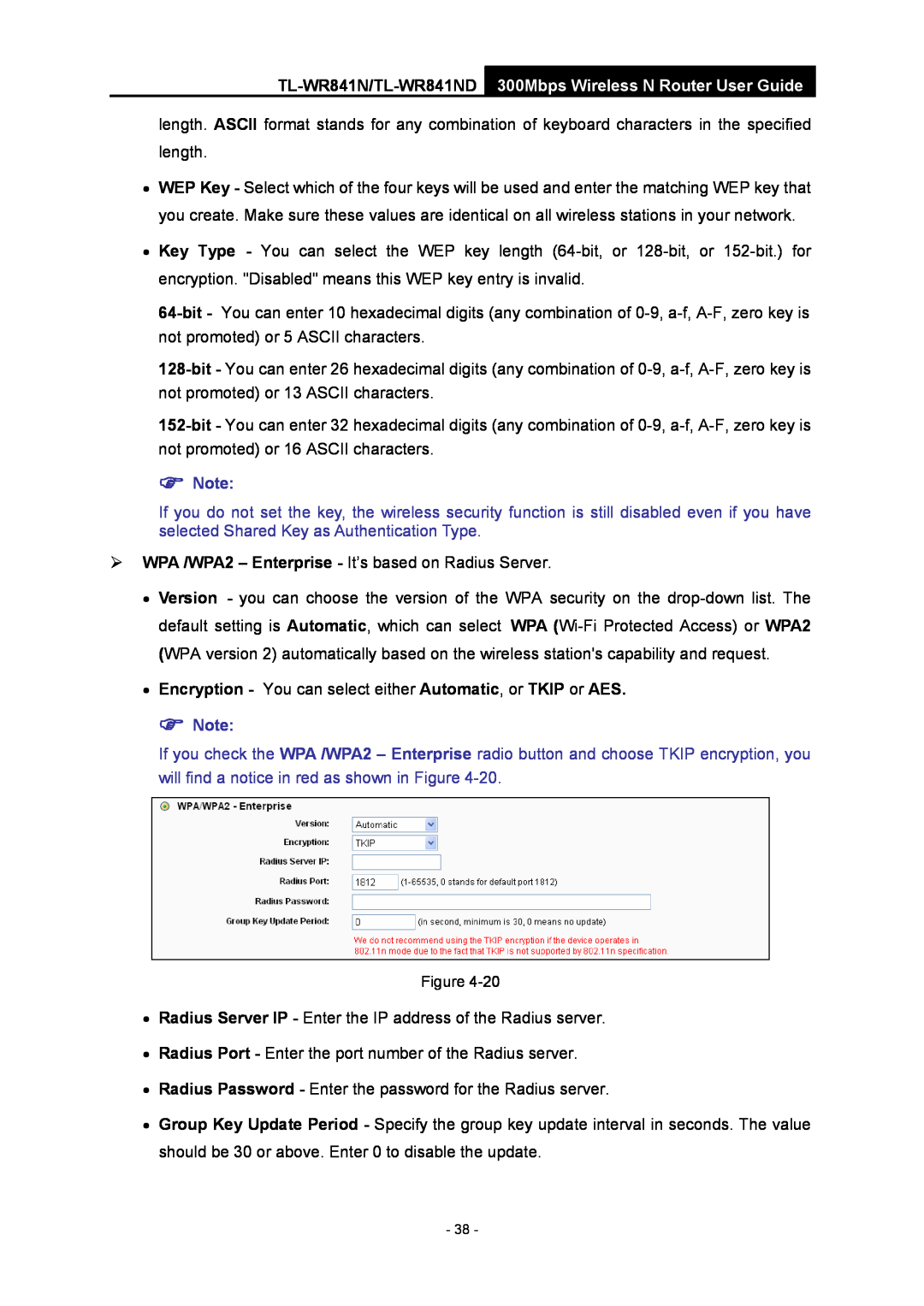 TP-Link TL-WR841N manual Encryption - You can select either Automatic, or TKIP or AES 