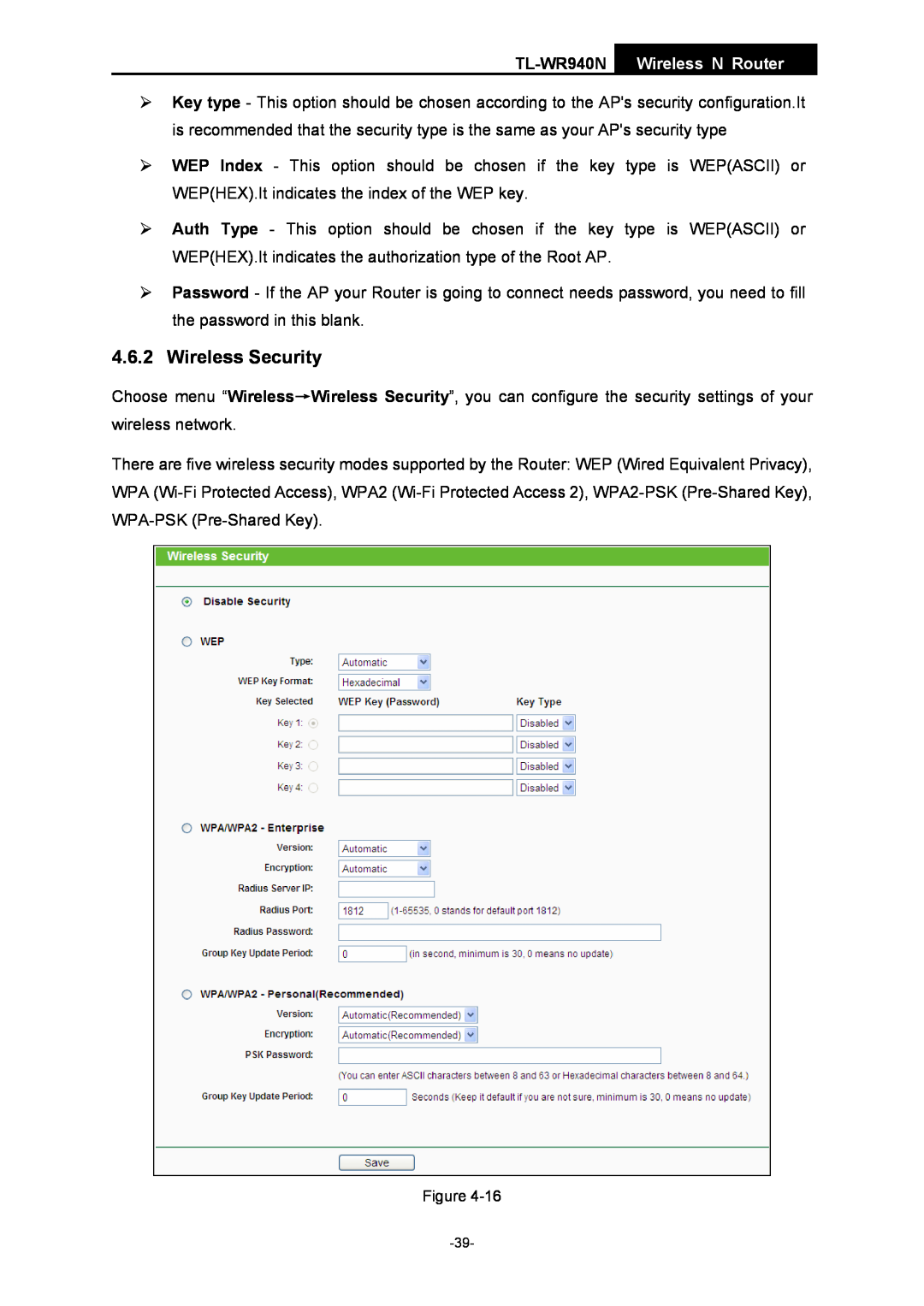 TP-Link manual Wireless Security, TL-WR940N Wireless N Router 